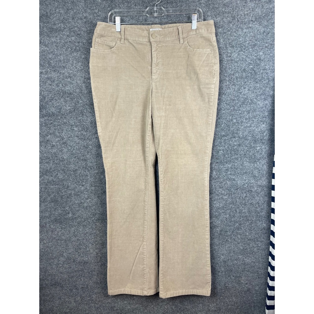 St. Johns Bay Corduroy Pants Womens 14 Tan Beige Excellent Straight Leg Trousers
